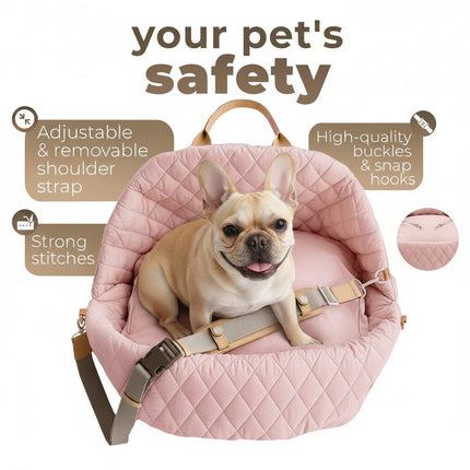 Luxury French Bulldog Carrier Bag & Car Seat - Pink - Frenchie Complex Shop