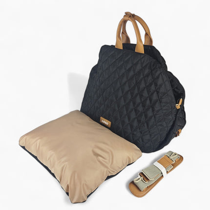 Luxury French Bulldog Carrier Bag & Car Seat - Black - Frenchie Complex Shop