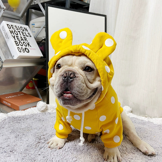 Dinosaur French Bulldog Hooded Costume - S / Yellow - Frenchie Complex Shop