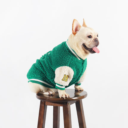 Baseball French Bulldog Sweater Jacket - Frenchie Complex Shop