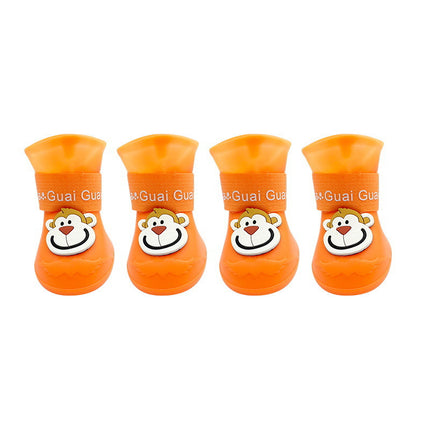 Silicone French Bulldog Boots - Orange / M - Frenchie Complex Shop