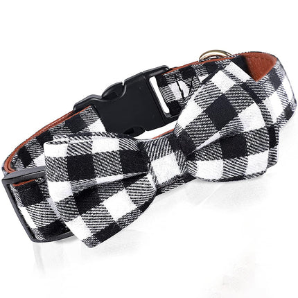 Bow Tie Plaid Frenchie Collars - Grey / S - Frenchie Complex Shop