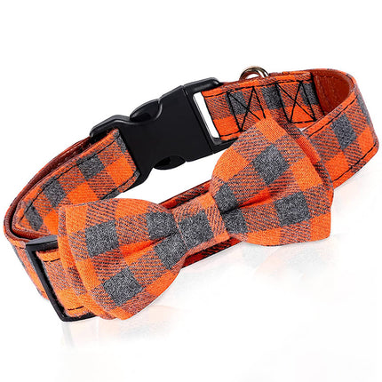 Bow Tie Plaid Frenchie Collars - Orange / M - Frenchie Complex Shop