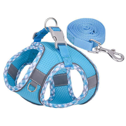 Breathable French Bulldog Harness Set - Blue / XXS - Frenchie Complex Shop