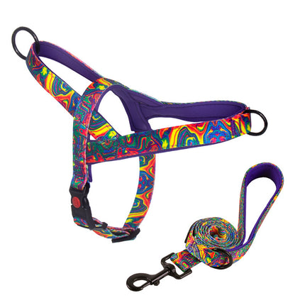Print No Pull Frenchie Harness - Purple / S - Frenchie Complex Shop