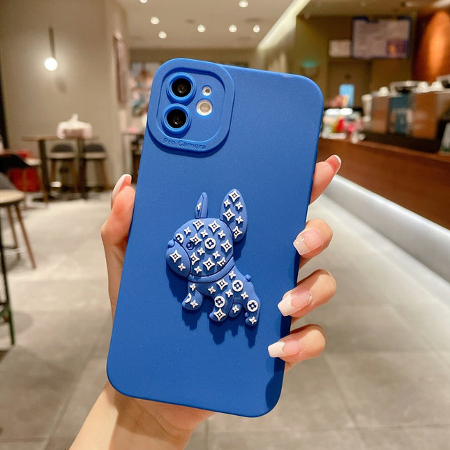 Leather French Bulldog Case for Iphone - IP 15 6.1 / Blue - Frenchie Complex Shop