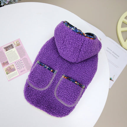 Warm Fleece Hooded Frenchie Winter Jacket - Purple / S - Frenchie Complex Shop