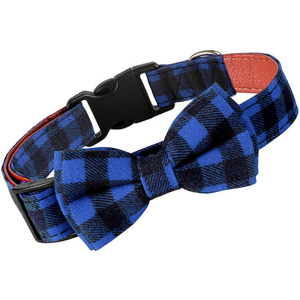 Bow Tie Plaid Frenchie Collars - Blue / S - Frenchie Complex Shop
