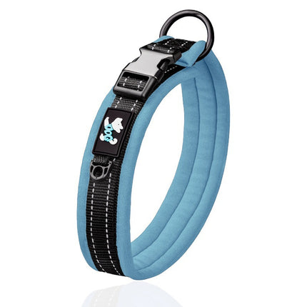 Reflective French Bulldog Collar - Light blue / S - Frenchie Complex Shop