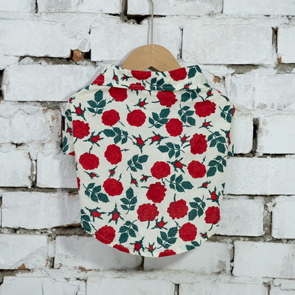 Flower Hawaiian French Bulldog Shirt - White rose / S - Frenchie Complex Shop