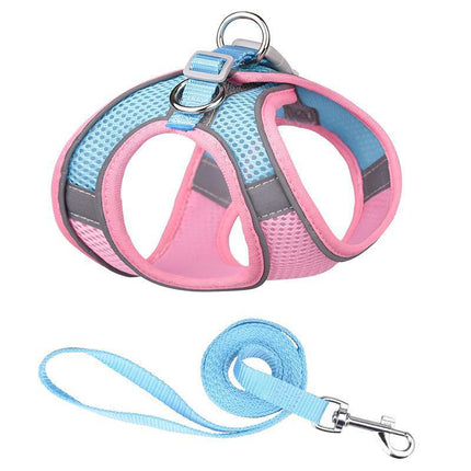 Breathable French Bulldog Harness Set - Pink / XXS - Frenchie Complex Shop
