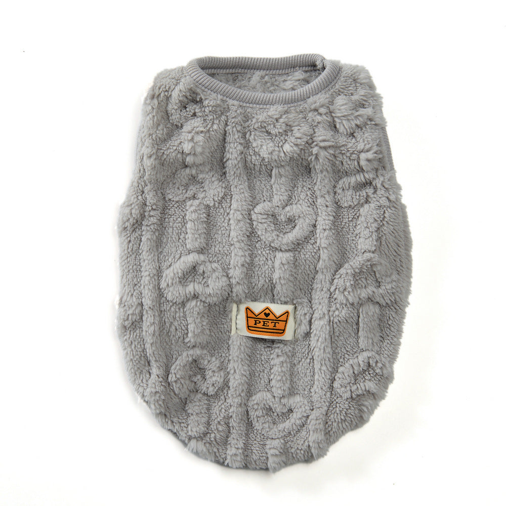 Small Dog Clothes Love Double-sided Velvet Pet Sweater Small And Medium-sized Dog Autumn And Winter Teddy Warm Clothes