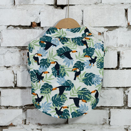 Flower Hawaiian French Bulldog Shirt - White pelican / XXL - Frenchie Complex Shop