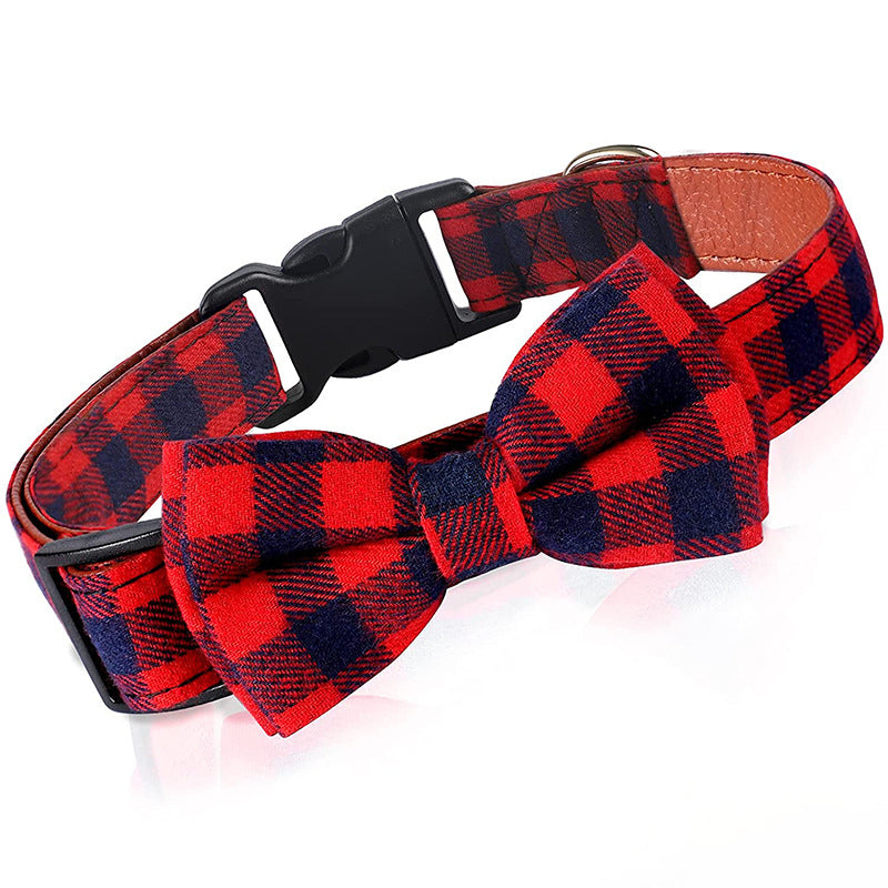Bow Tie Plaid Frenchie Collars - Red / S - Frenchie Complex Shop