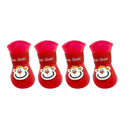 Silicone French Bulldog Boots - Red / S - Frenchie Complex Shop