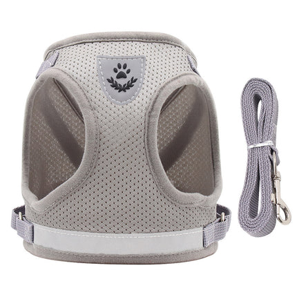 Breathable Harness Set for French Bulldogs - Grey / XS - Frenchie Complex Shop