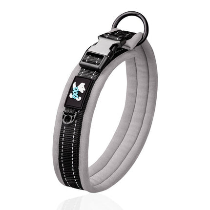 Reflective French Bulldog Collar - Grey / S - Frenchie Complex Shop