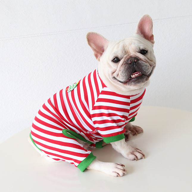 StripeNap French Bulldog Pajamas - Red / XS - Frenchie Complex Shop