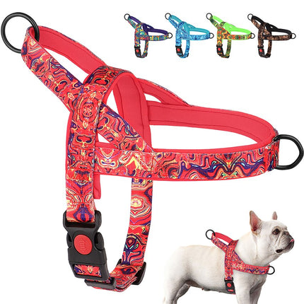 Print No Pull Frenchie Harness - Red / S - Frenchie Complex Shop