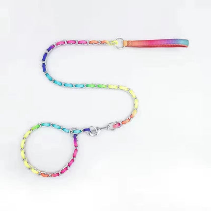 Rainbow French Bulldog Collar and Leash - S - Frenchie Complex Shop