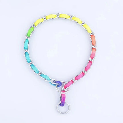 Rainbow French Bulldog Collar and Leash - S - Frenchie Complex Shop