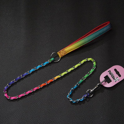 Rainbow French Bulldog Collar and Leash - S - Frenchie Complex Shop