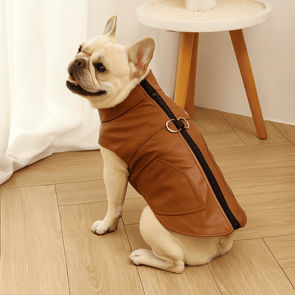 Waterproof French Bulldog Jacket with Harness Rings - Brown / S - Frenchie Complex Shop