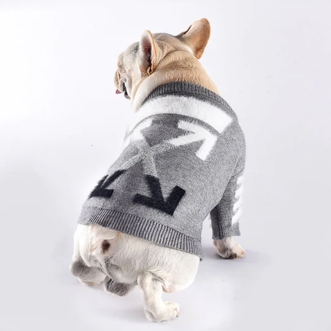 Woof Gray Frenchie Sweater - Frenchie Complex Shop