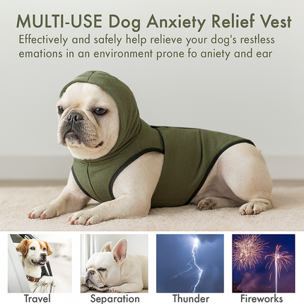Frenchie Anxiety Vest – Calming Hooded Jacket - Green / XS - Frenchie Complex Shop