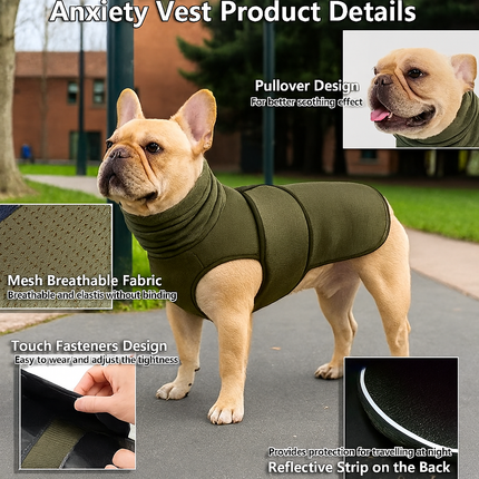 Frenchie Anxiety Vest – Calming Hooded Jacket - Green / XS - Frenchie Complex Shop
