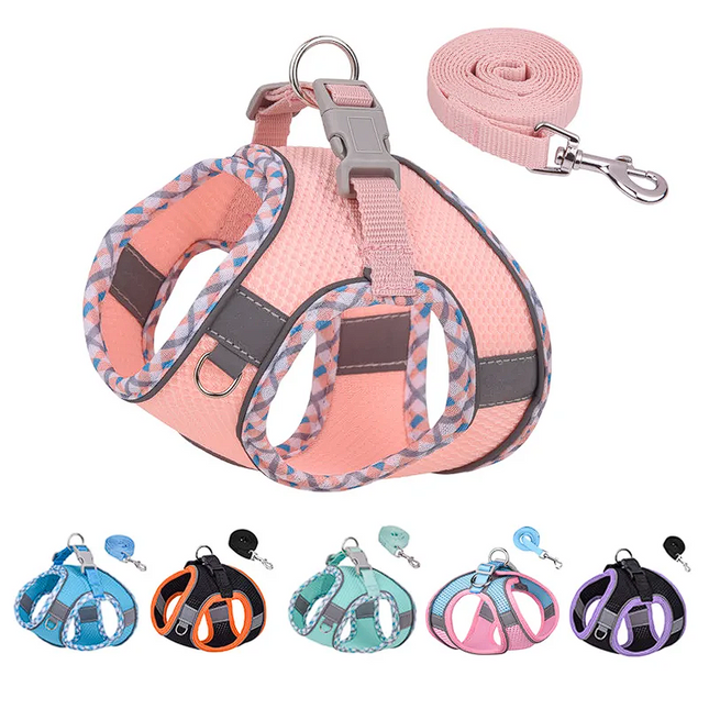 Breathable French Bulldog Harness Set - Blue / XXS - Frenchie Complex Shop