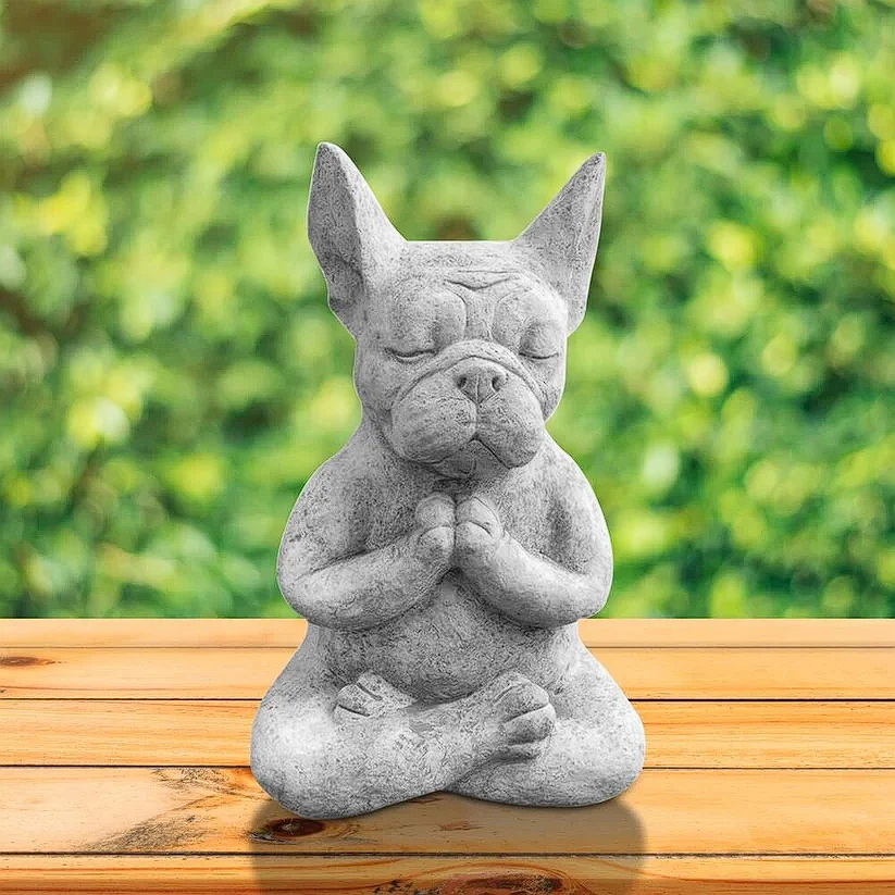 Time For Yoga French Bulldog Statue - Grey - Frenchie Complex Shop