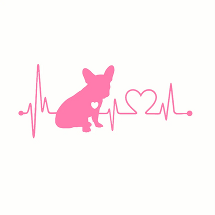 French Bulldog Car Heartbeat Stickers - Pink - Frenchie Complex Shop