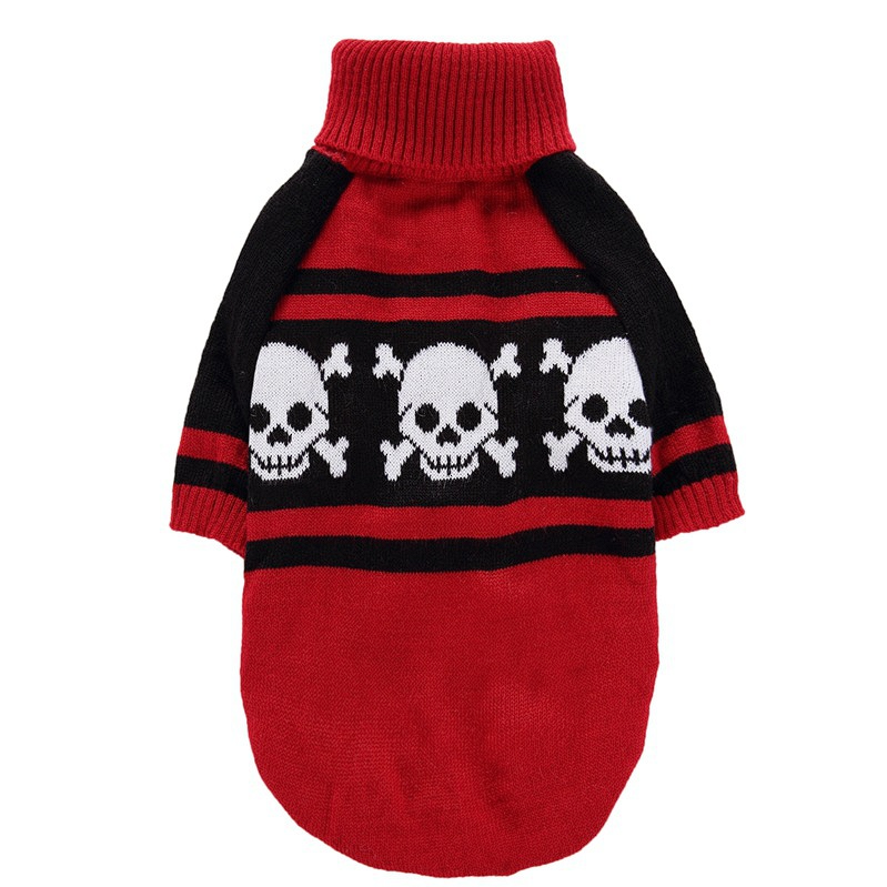 Skull French Bulldog Sweater - XXS / Red - Frenchie Complex Shop