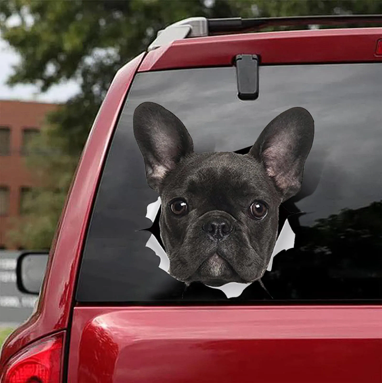 Adesivo per auto con bulldog, 15 cm, riflettente, 3D, strappato Adesivo per auto con bulldog, 15 cm, riflettente, 3D, strappato