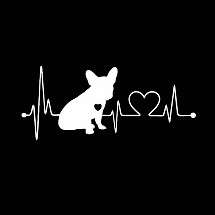 French Bulldog Car Heartbeat Stickers - White - Frenchie Complex Shop