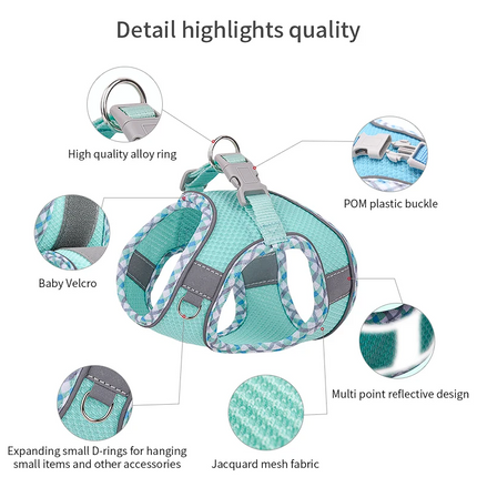 Breathable French Bulldog Harness Set - Blue / XXS - Frenchie Complex Shop