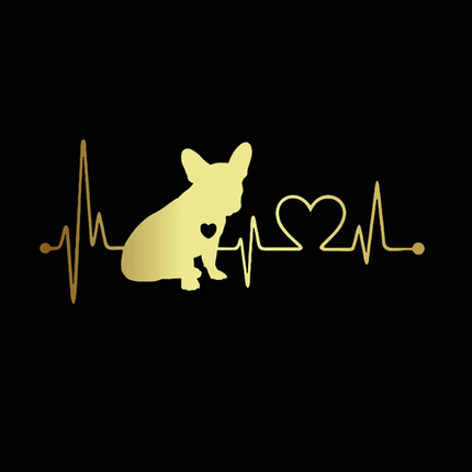 French Bulldog Car Heartbeat Stickers - Gold - Frenchie Complex Shop