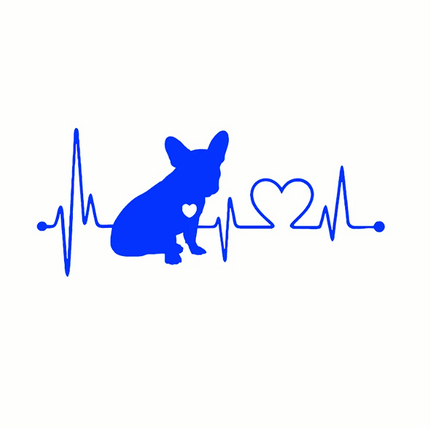 French Bulldog Car Heartbeat Stickers - Blue - Frenchie Complex Shop