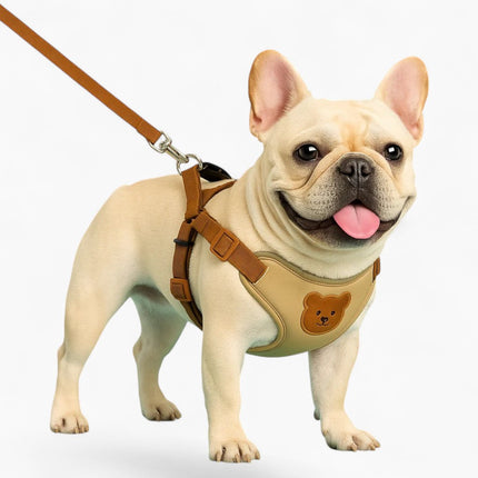 Bear Soft Padded Frenchie Harness - Beige / XS - Frenchie Complex Shop