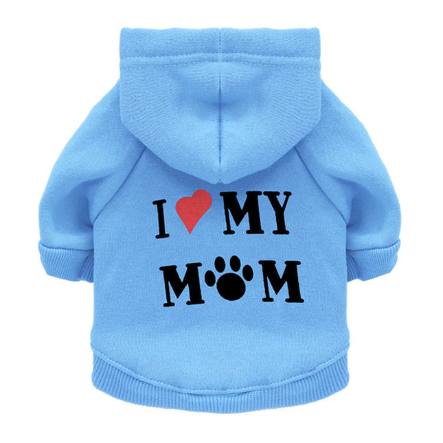 I Love My Mom French Bulldog Hoodie - Blue / XS - Frenchie Complex Shop