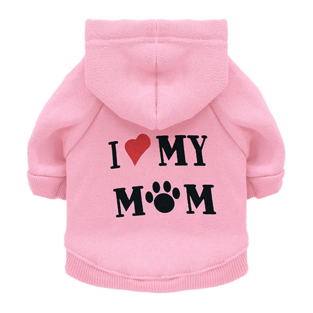 I Love My Mom French Bulldog Hoodie - Pink / XS - Frenchie Complex Shop