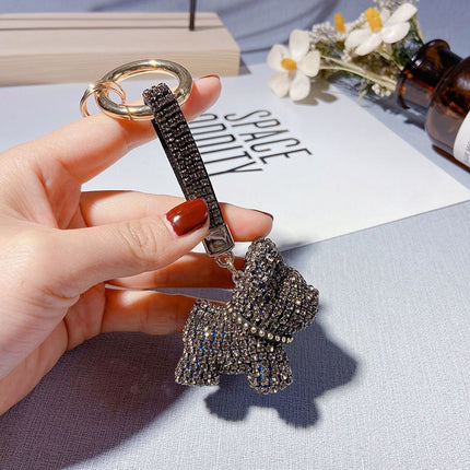 Diamond French Bulldog Keychain - Grey - Frenchie Complex Shop