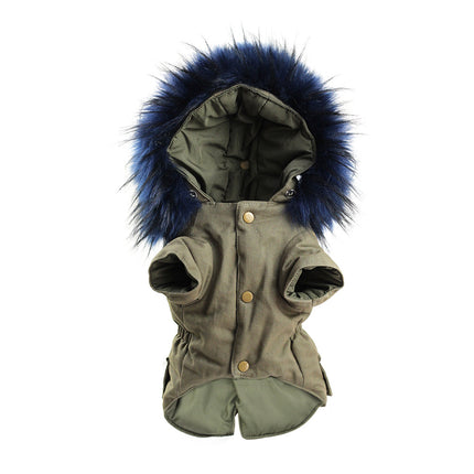 Military Ultra Warm French Bulldog Jacket - S / Blue - Frenchie Complex Shop