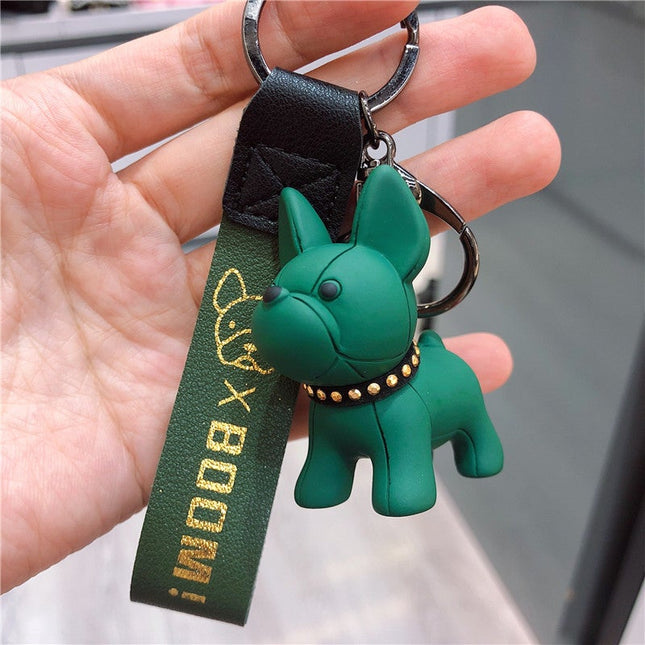 Frenchie Complex Dog Car Keychain - Green - Frenchie Complex Shop