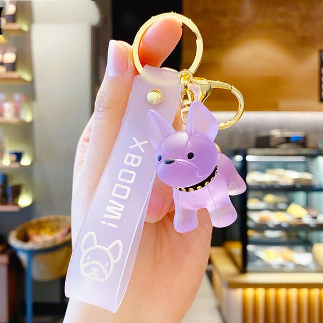 Transparent French Bulldog Keychain - Purple - Frenchie Complex Shop