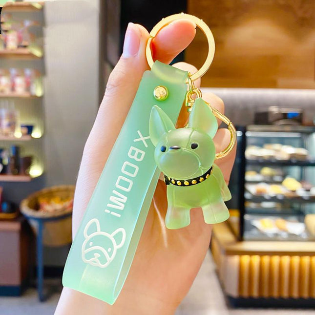 Transparent French Bulldog Keychain - Green - Frenchie Complex Shop