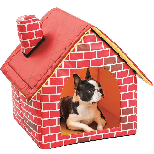 Brick Bed - Soft Indoor House for French Bulldog - Red - Frenchie Complex Shop