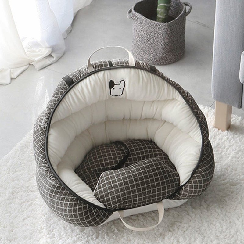Elegant French Bulldog Car Seat - Round black - Frenchie Complex Shop