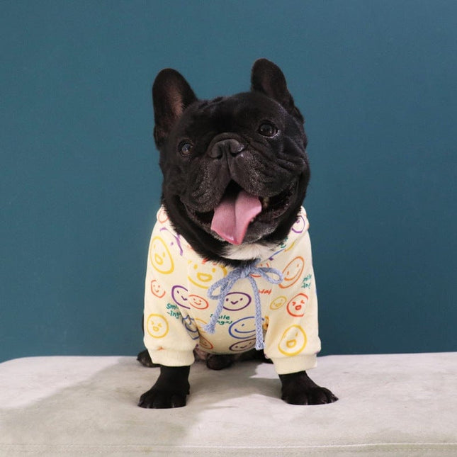 French Bulldog Emoticon Hoodie - White / S - Frenchie Complex Shop
